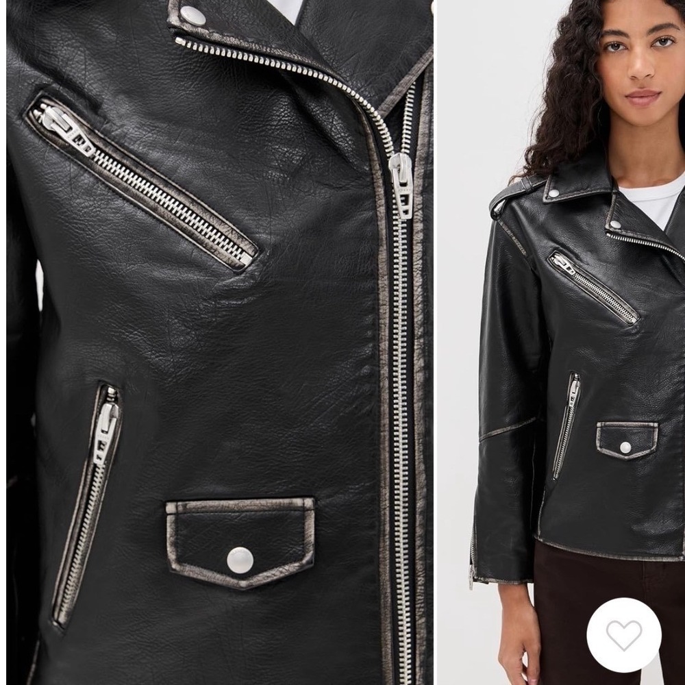 Blank NYC Black Faux Leather Moto Biker Jacket Zip Front small New - Picture 3 of 4